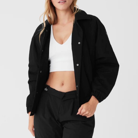 Anthropologie Lockdown BLACK Varsity Jacket Casual Snap Front Silky Knit SZ S - Picture 2 of 14